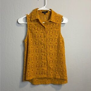 Iris Mustard Lace Sleeveless Blouse